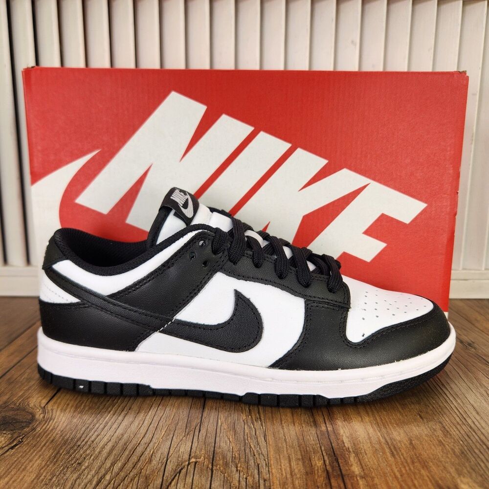 Nike Dunk Low Panda Black White Womens Size 7 Leather Sneakers Shoes DD1503-101